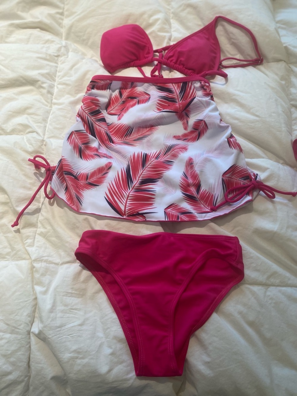 Girls Pink Bikini Set 3pc Skirt Swim Set Size 11-12